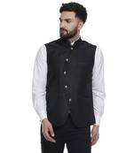 Black Brasso Jacquard Nehru Jacket