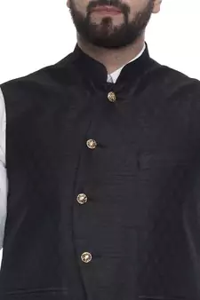 Black Brasso Jacquard Nehru Jacket