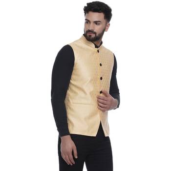 Yellow Brasso Jacquard Nehru Jacket 3