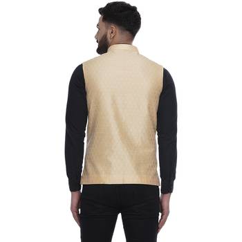 Yellow Brasso Jacquard Nehru Jacket 4