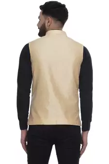 Yellow Brasso Jacquard Nehru Jacket