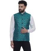 Green Brasso Banarasi Nehru Jacket