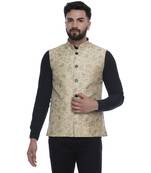 Beige Brasso Jacquard Nehru Jacket