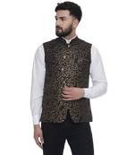 Black Brasso Jacquard Nehru Jacket