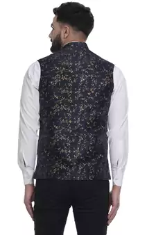 Blue Brasso Jacquard Nehru Jacket