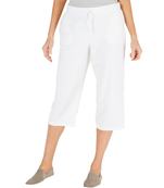 White plain polyester capris-3-4-pants