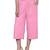 Baby-pink plain blended cotton capris-3-4-pants
