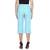 Aqua-blue plain blended cotton capris-3-4-pants