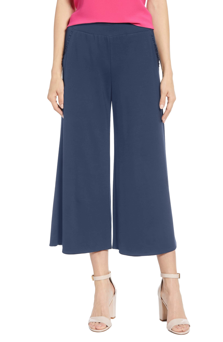 Grey plain blended cotton capris34pants Patrorna 3214664