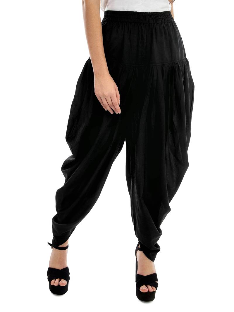 Black plain polyester dhoti-salwar