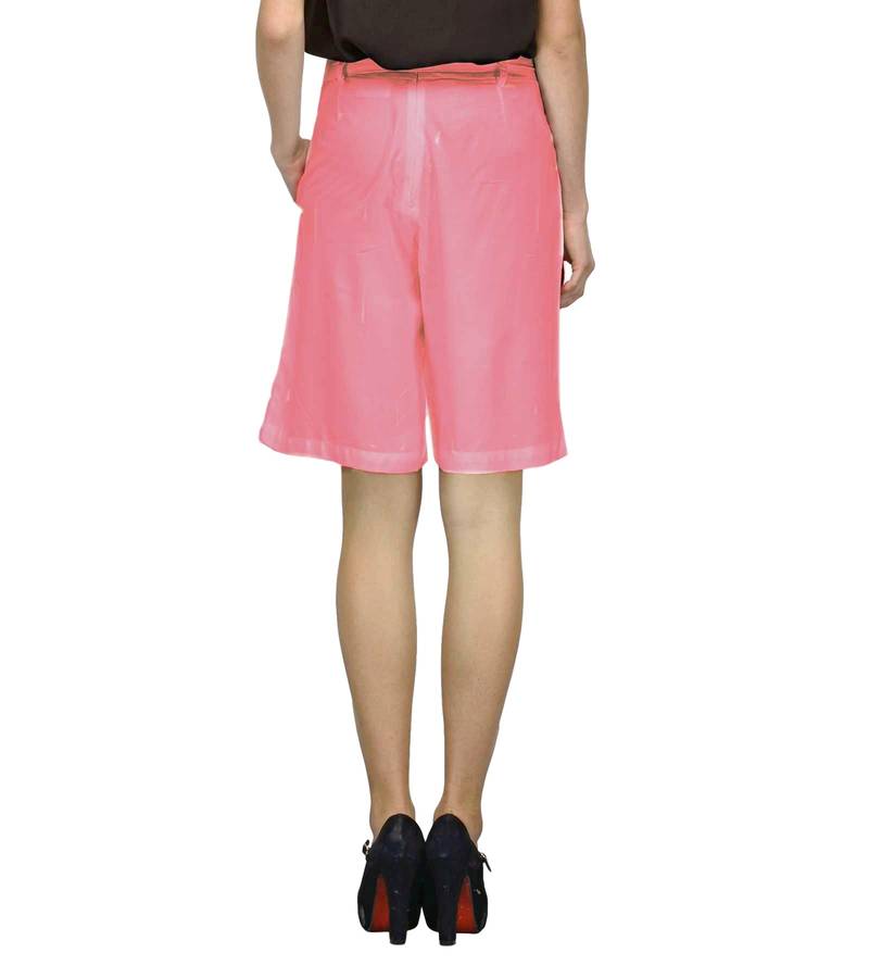 Pink plain blended cotton capris34pants Patrorna 3214836