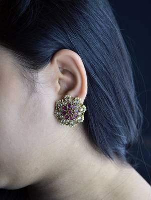 Maroon cubic zirconia earrings 3