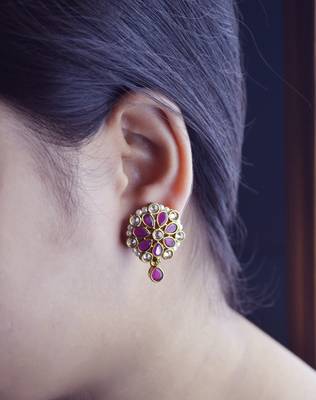 Maroon cubic zirconia earrings 3