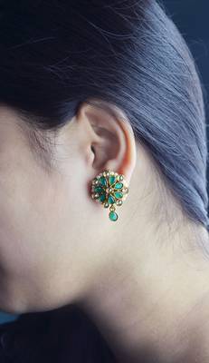 Green cubic zirconia earrings 3