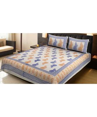 100% Cotton Printed Jaipuri Double Bedsheet with 2 Pillow Covers 1