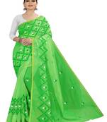 Light green embroidered chanderi silk saree with blouse