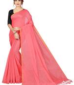 Light green plain chanderi silk saree with blouse