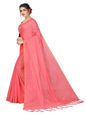 Light green plain chanderi silk saree with blouse 2