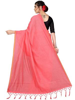 Light green plain chanderi silk saree with blouse 3