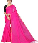 Light pink plain chanderi silk saree with blouse