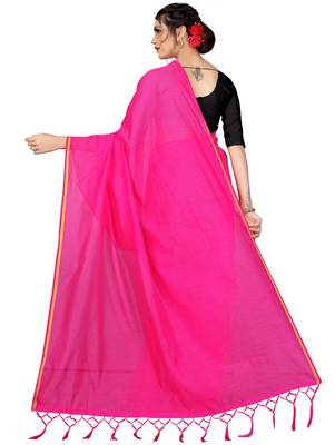 Light pink plain chanderi silk saree with blouse 3