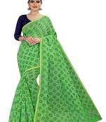 Light green printed chanderi silk saree with blouse