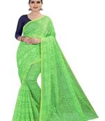 Light green printed chanderi silk saree with blouse