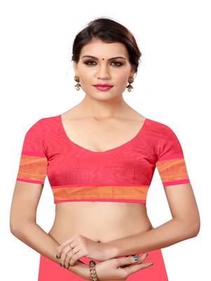 Mustard plain cotton silk saree with blouse 4