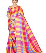 Multicolor plain cotton silk saree with blouse