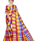 Multicolor plain cotton silk saree with blouse