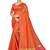 Orange plain cotton silk saree with blouse