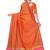 Orange plain cotton silk saree with blouse