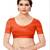 Orange plain cotton silk saree with blouse