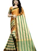 Mustard plain cotton silk saree with blouse