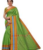 Light green plain cotton silk saree with blouse