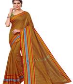 Mustard plain cotton silk saree with blouse