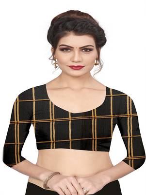 Mustard plain cotton silk saree with blouse 4