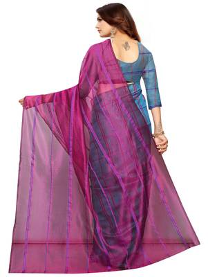 Wine plain cotton silk saree with blouse 3