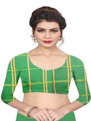 Mustard plain cotton silk saree with blouse 4