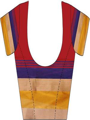 Red plain cotton silk saree with blouse 4
