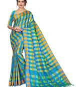 Multicolor plain cotton silk saree with blouse