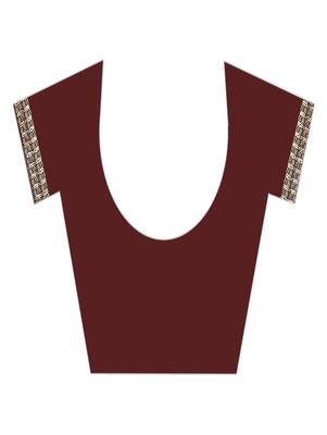 Brown plain georgette saree with blouse 4