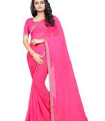 Light pink plain georgette saree with blouse