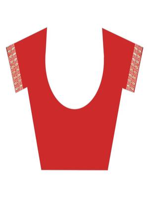 Blood red plain georgette saree with blouse 4