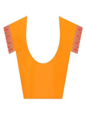 Mustard plain georgette saree with blouse 4