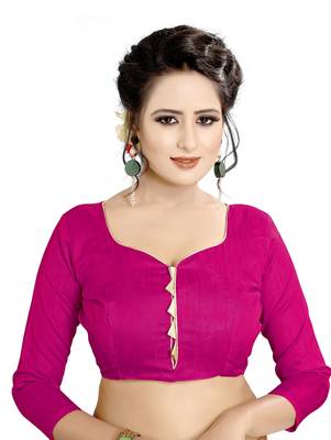 Rani pink printed georgette saree with blouse 4