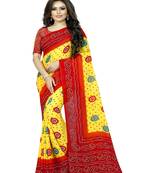 Yellow printed georgette saree with blouse