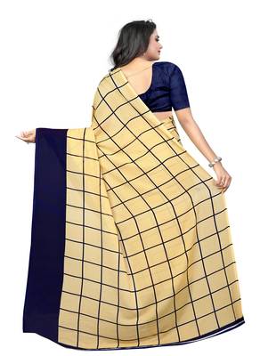 Chiku printed georgette saree with blouse 3