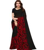 Black printed georgette saree with blouse