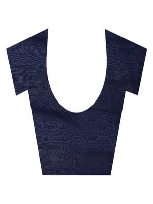 Navy blue printed georgette saree with blouse 4